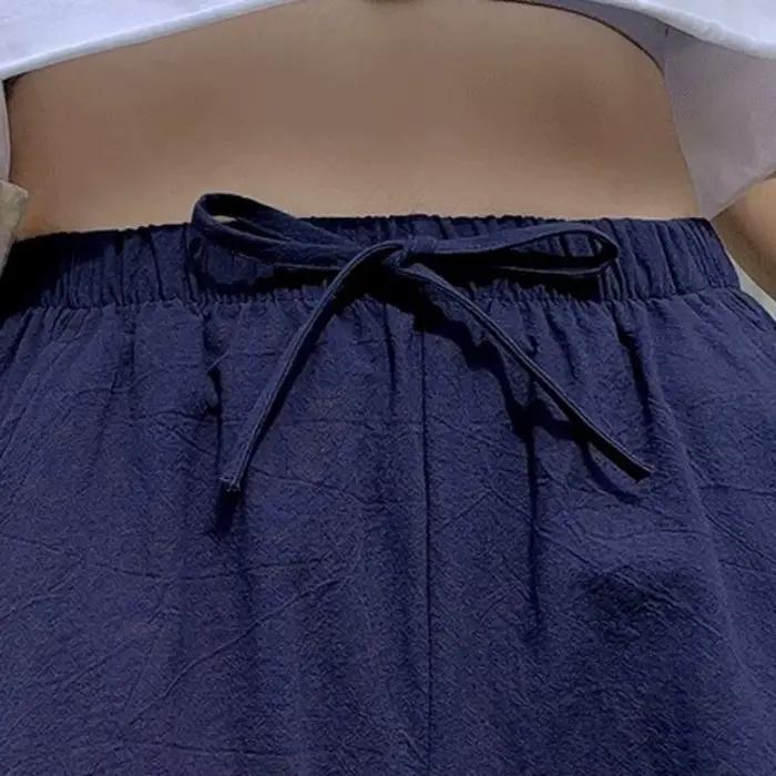 Shorts amples en coton et lin respirant pour femmes, coupe trapèze, décontracté, pour entraînement estival et sorties d'été