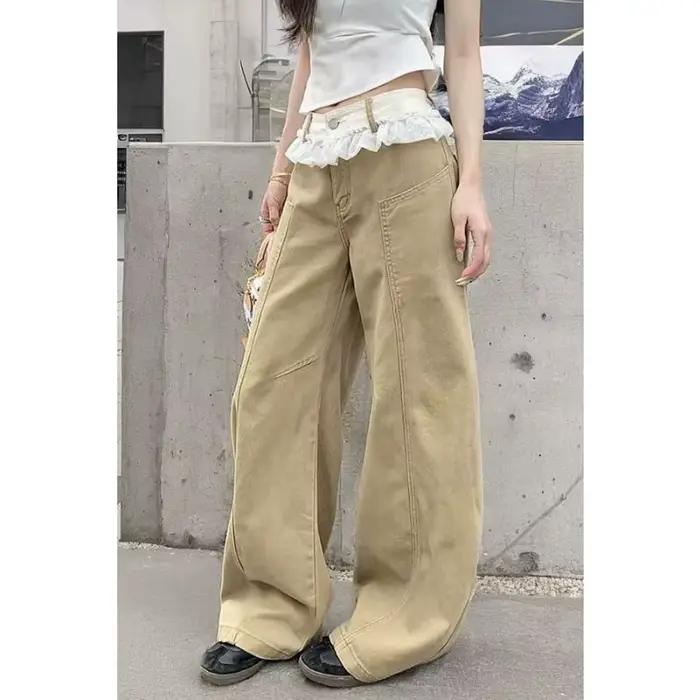 Jean en dentelle brodée 2026 – Pantalon large pour femme, design été