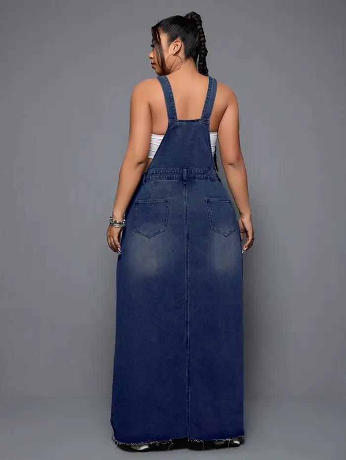 Robe longue en jean grande taille dos nu