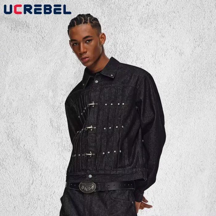 Veste en jean brut épissé pour hommes