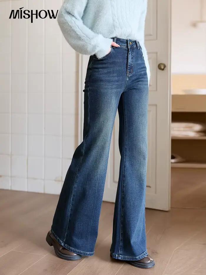 MISHOW femmes jean 2025 automne hiver Denim bleu évasé taille haute