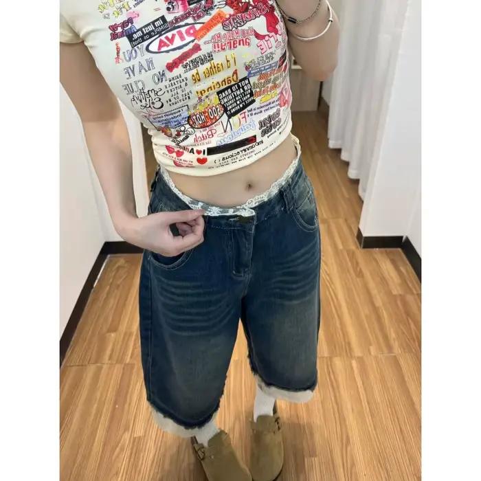 Shorts en jean rétro américain pour femme