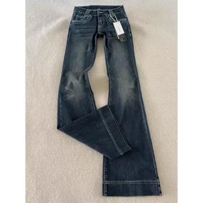 Jeans en denim taille basse pour femme