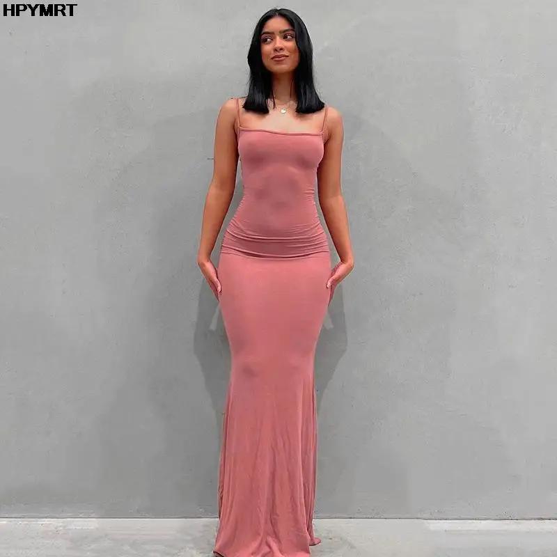 Robe longue à bretelles, dos nu, Maxi, Slim, tenue de fête, Club, vacances, Sexy, décontractée, été,