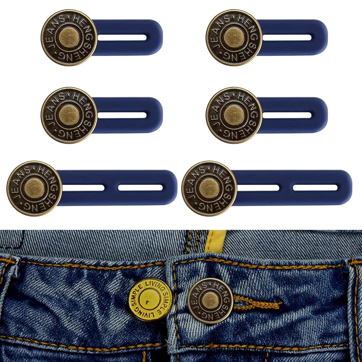 Extension de boutons pour jeans, 4/6 pièces, bouton d'extension universel pour pantalons pour femmes et hommes, taille élastique réglable, ensemble de boucles d'extension en Silicone