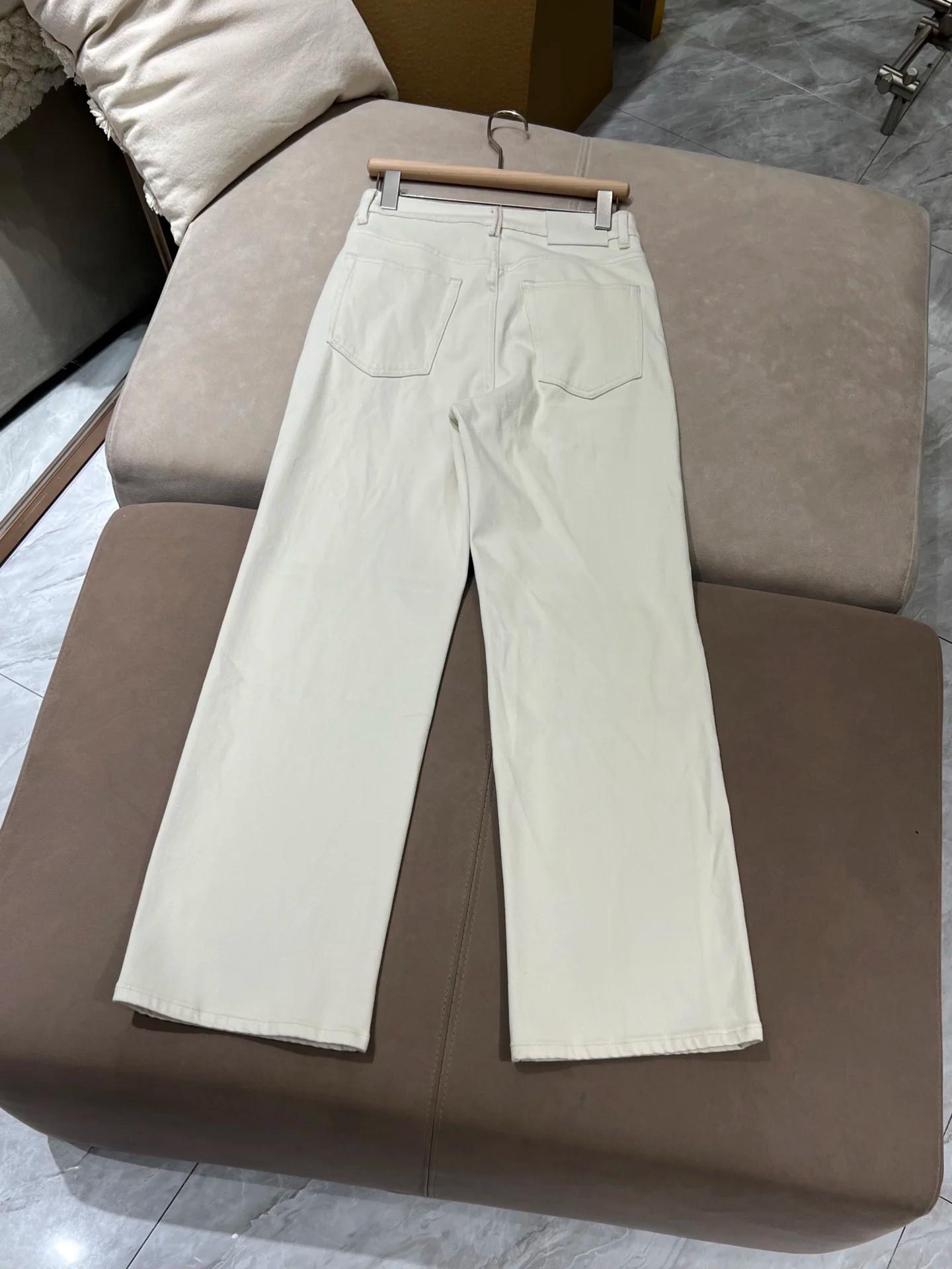 Jeans en coton pour femmes, coupe ample et droite