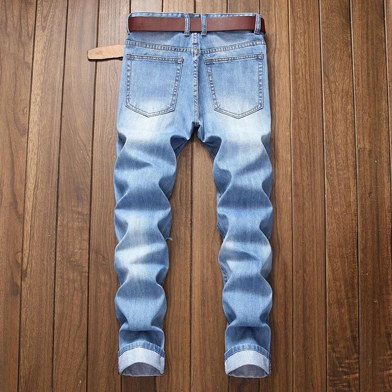 DistMurcia-Jean bleu clair déchiré pour homme, droit, design de marque, mode 2025