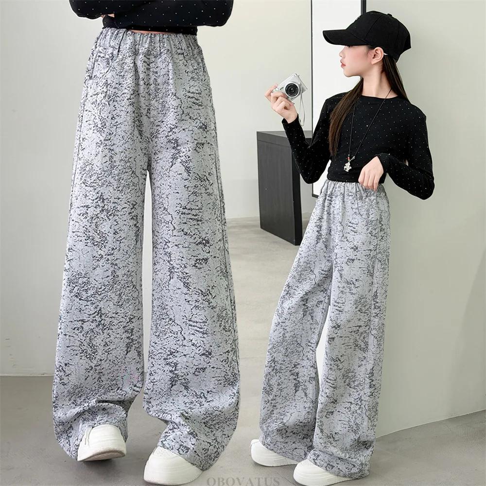 Nouveaux Jeans Jacquard Argentés Printemps-Automne pour Filles Préadolescentes