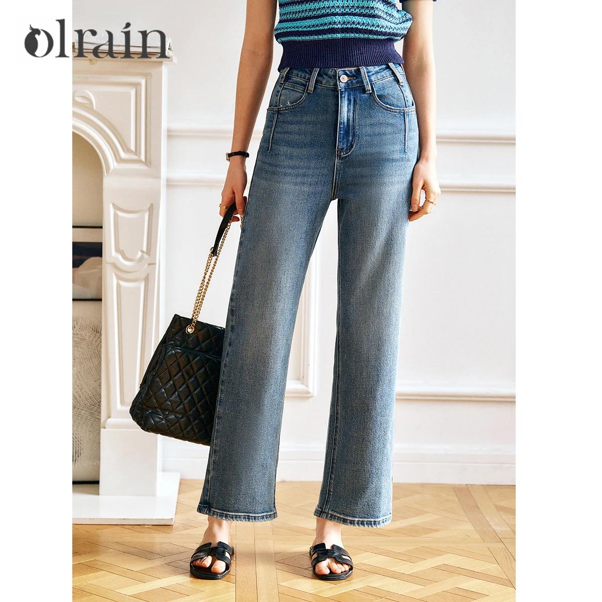 OLrain Jean droit bleu pour femme 2026