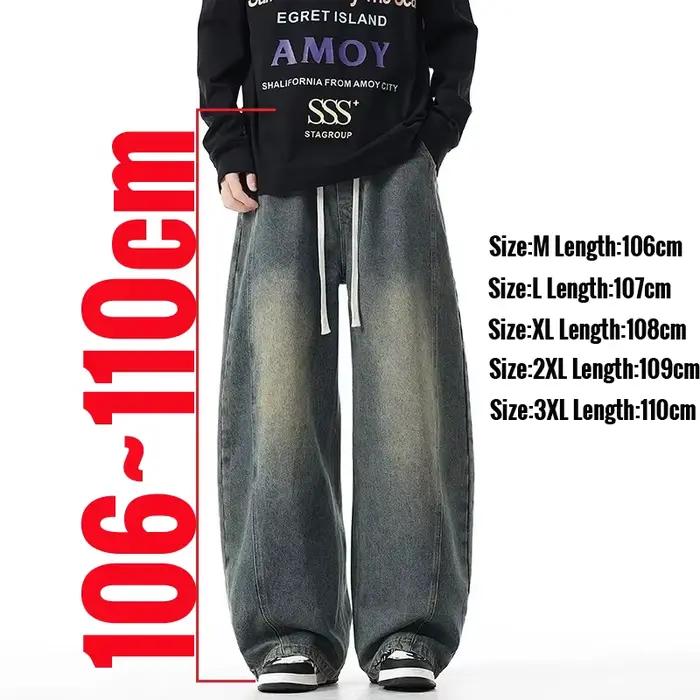 Jean à jambes larges pour hommes, pantalon en Denim, longueur Extra longue, 190cm, 192cm, pantalon b