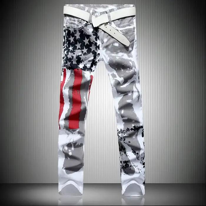 Jeans pour jeunes hommes européens et américains, nouveau Style, pantalons blancs, coupe Slim, décon