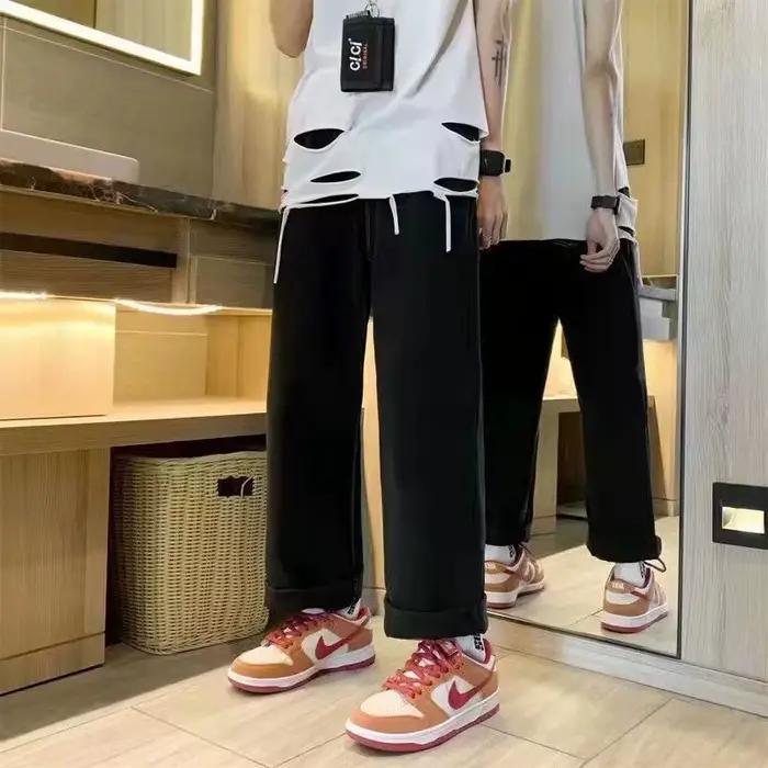 Jean éclaboussé d'encre pour hommes, marque tendance européenne et américaine, pantalon micro évasé