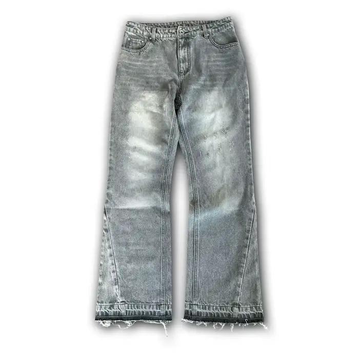 Jean évasé rétro américain Y2K brodé dollar, coupe ample et tendance, délavé, pour hommes et femmes,