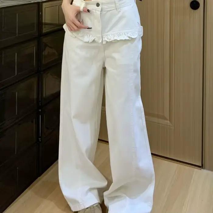 Jean en dentelle sur mesure style rétro américain Spice Girl, coupe ample et décontractée pour l'été