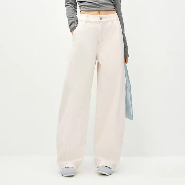 Semir blanc jean femmes 2026 printemps fendu lame incurvée coupe décontractée minceur à la mode long