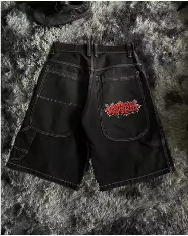 SIRI-Shorts en denim rétro gothiques pour hommes et femmes, Shorts pour documents lumineux, Mode hip