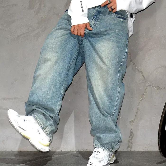 DistMurcia-Jeans baggy vintage japonais pour hommes, vêtements Harajuku, pantalons cargo en denim dé