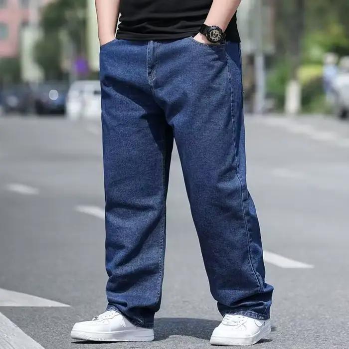 Jean surdimensionné pour homme, pantalon en Denim, grande taille, Baggy Y2k, Cargo noir, jambes larg