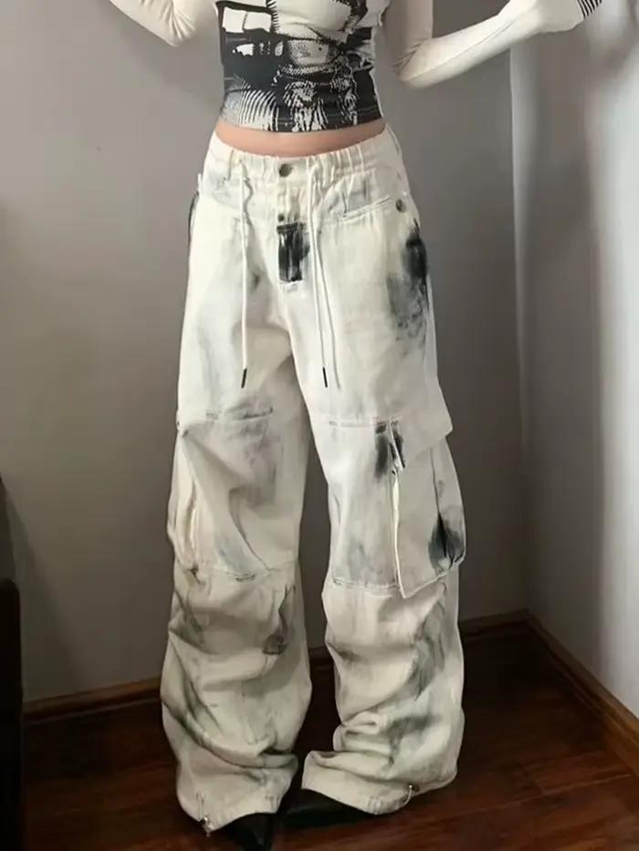 Jean rétro Y2k pour femmes, taille haute, Streetwear, pantalon en Denim ample, Harajuku Hop, décontr