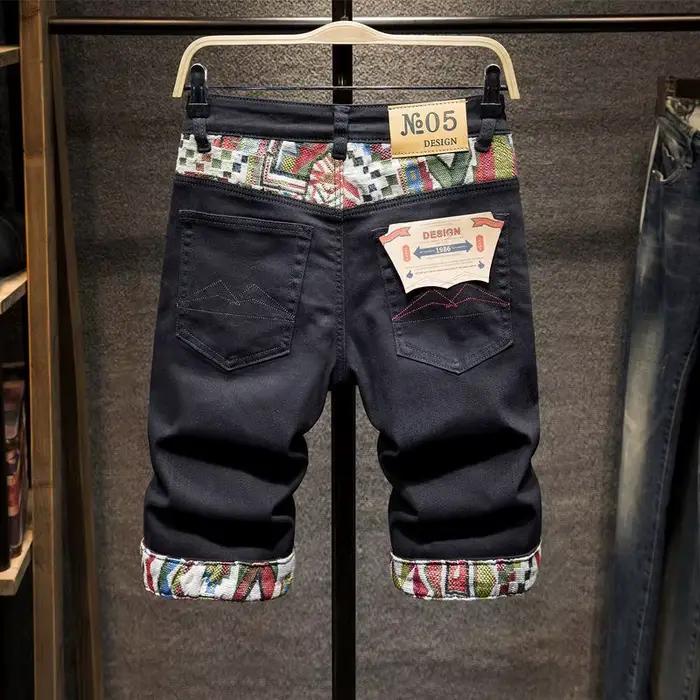 Short en Denim imprimé pour hommes, nouvelle tendance d'été, Tube droit déchiré, décontracté, ample,