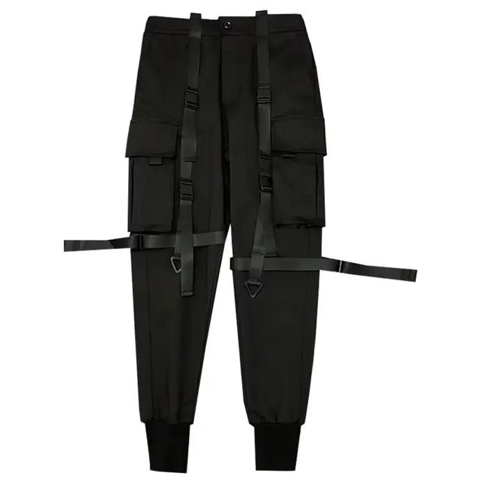 Pantalon cargo noir cool, joggers hip-hop pour hommes, pantalon ample de type harem, pantalon multi-