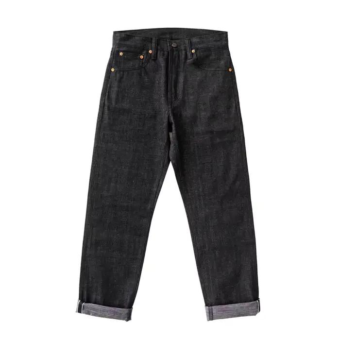 SAUCE ZHAN-Jean en denim à lisière sanforisé pour homme, embauarc-en-ciel double face, coupe réguliè