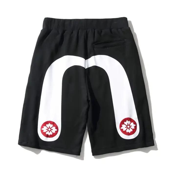 Shorts en jean brodés pour hommes, noirs, style hip-hop, motif dragon et fleurs de cerisier, délavés