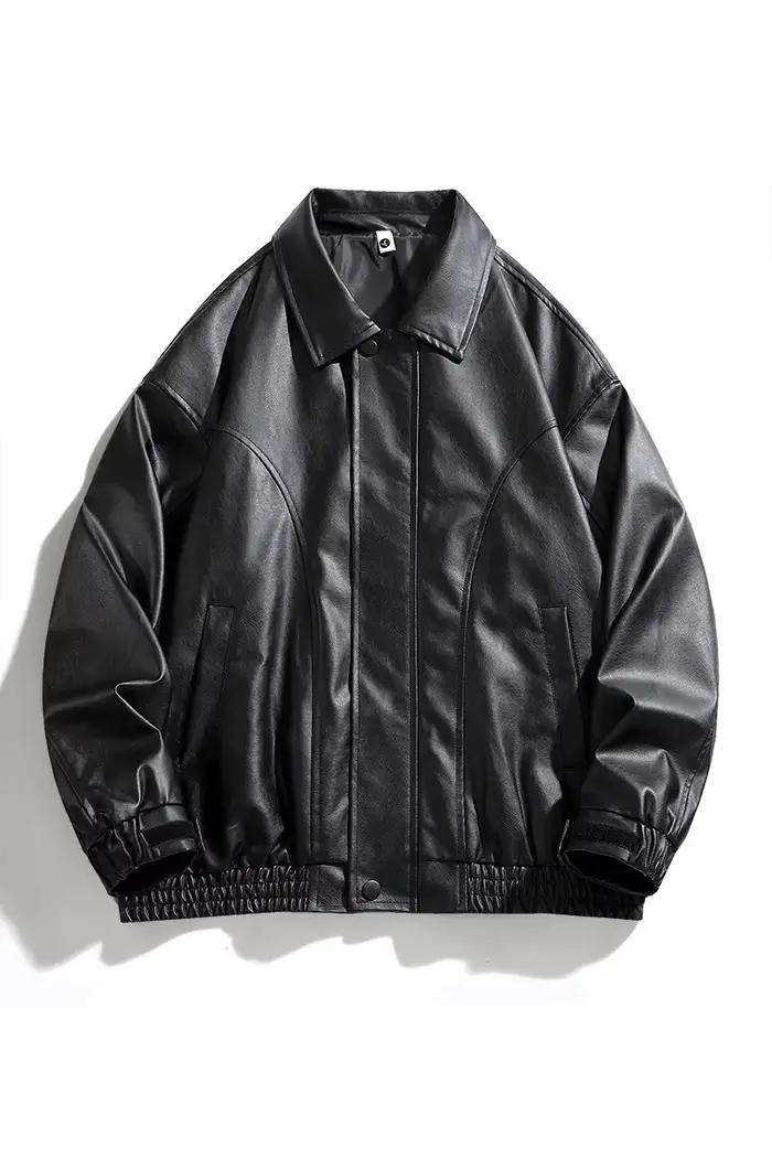 Vestes en cuir PU pour hommes, Vintage, Style américain, haut de gamme, mode, ample, manteaux décont