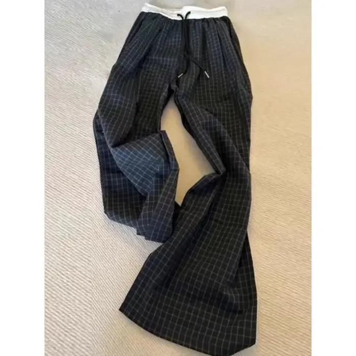 Pantalon droit esthétique Harajuku pour femme, taille haute, ample, décontracté, style grunge sombre