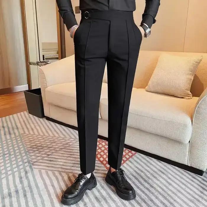 Pantalon décontracté taille haute pour hommes, style britannique, nouveau, solide, document, Naples,