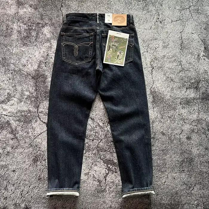 Jean en denim droit slim rétro américain pour homme, jean délavé, pantalon en denim à lisière rouge,