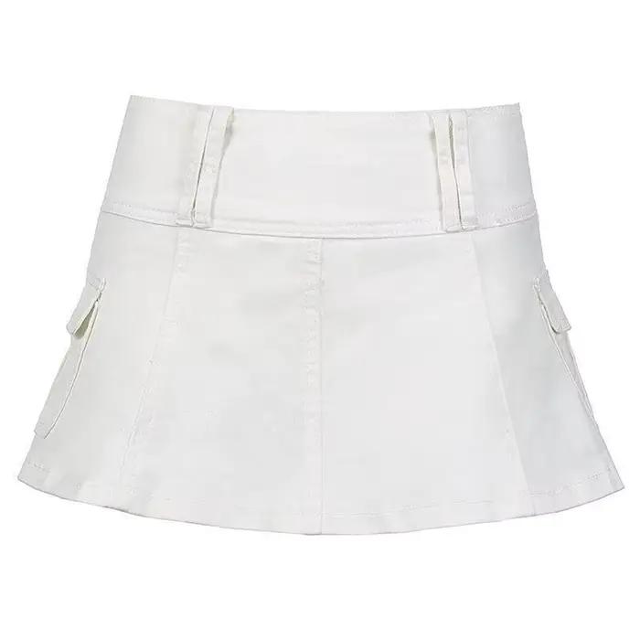 Jupe en jean vintage jupe femme mini jupes taille basse noir Poche a-ligne jolie jupe Sexy Harajuk