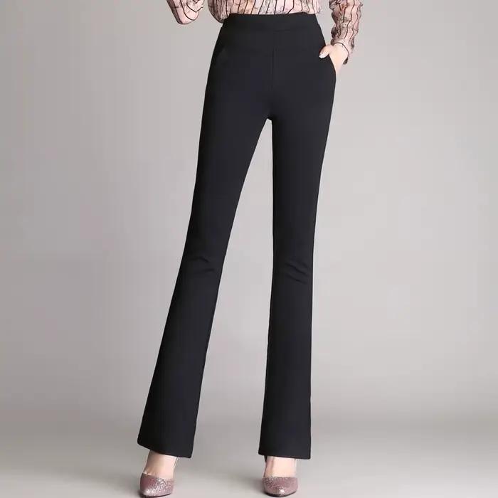 Pantalon évasé femme taille haute micro pantalon travail