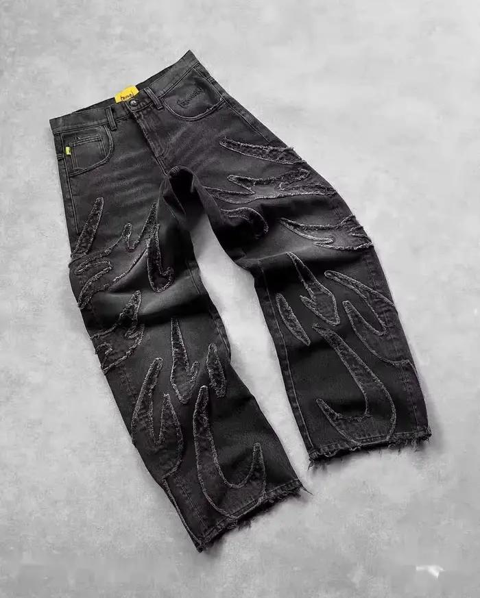 Jean ample Vintage Harajuku brodé de chauve-souris pour hommes, Streetwear, pantalon droit, mode pri
