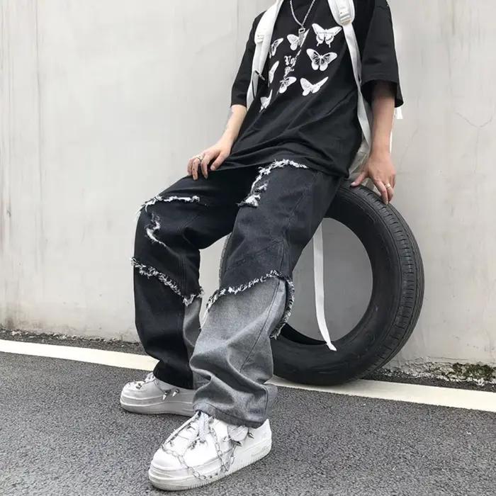 Pantalon en denim High Street pour homme, jean droit, streetwear, adt, vadrouille, design, mode déco