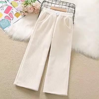 Pantalon large en velours côtelé pour adolescentes, vêtements pour enfants, document solide, mode pr