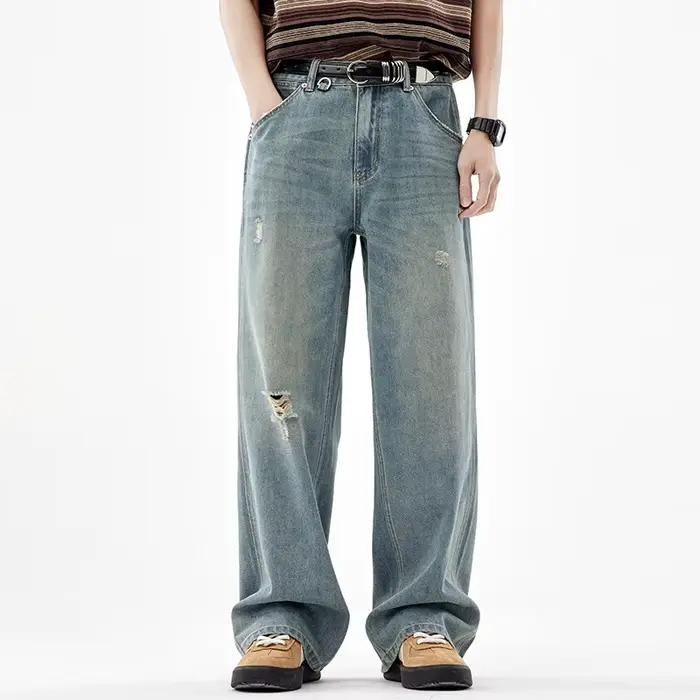 Jean large déchiré pour homme, collection Printemps-Été 2026 – Pantalon long ample et décontracté, s