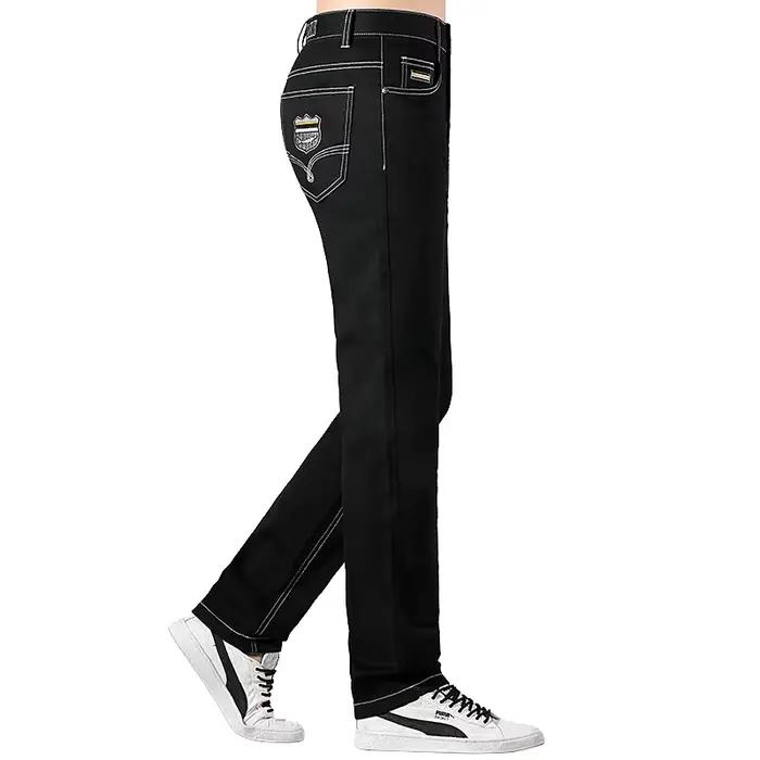 Jean noir Bruce & Shlavabo pour homme, pantalon de cow-boy, coton, coupe droite, décontracté, comman