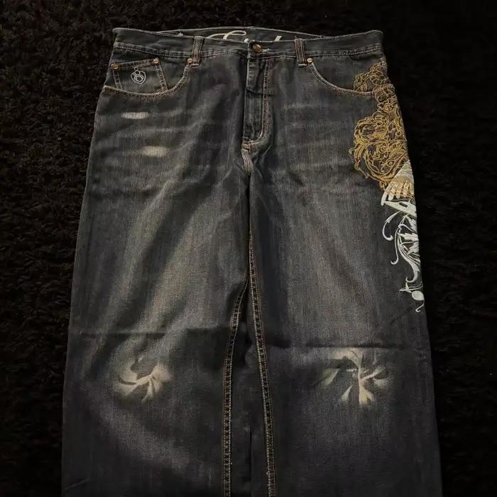 Jean Baggy brodé pour hommes, nouvelle mode américaine, motif surdimensionné, Y2K, gothique, Harajuk