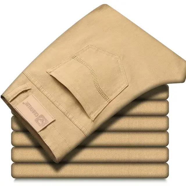 Jean rouge vin pour hommes, mode décontractée, Style classique, coupe droite, pantalon doux, pantalo