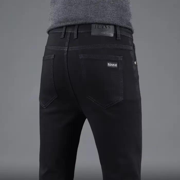 Jean Slim noir pur pour hommes, pantalon droit élastique, mode Business, loisirs, Vintage coréen, De