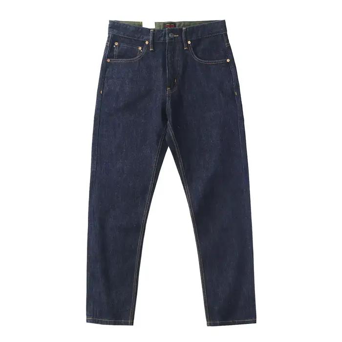 Jean en denim lourd pour hommes, 14OZ, tube droit défilé, kaki américain, vintage, couleur primaire,
