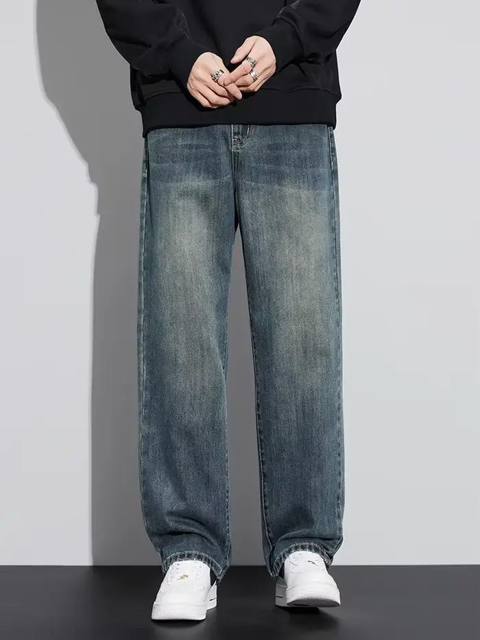 Jean ample et droit pour homme – Collection Automne – Style Rétro Classique – Pantalon en denim de c