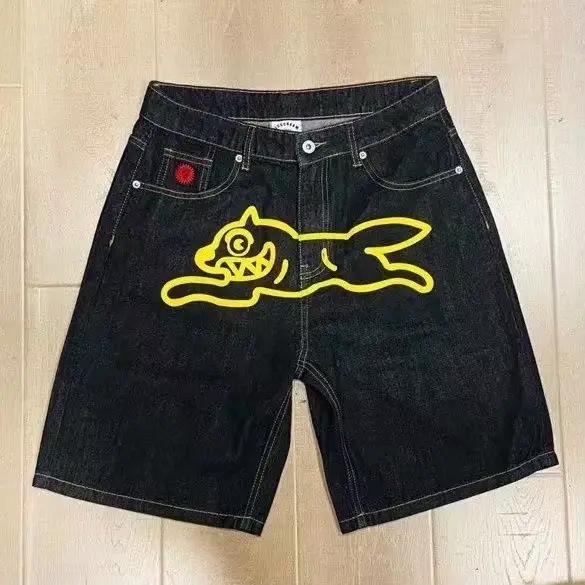 Y2k Streetwear Jean Shorts de sport pour hommes décontracté mode esthétique motif imprimé pantalon d