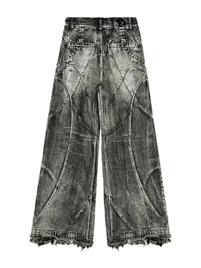 Jeans vintage Y2K streetwear punk hip hop pour femmes, pantalon grunge baggy déchiré, denim délavé,