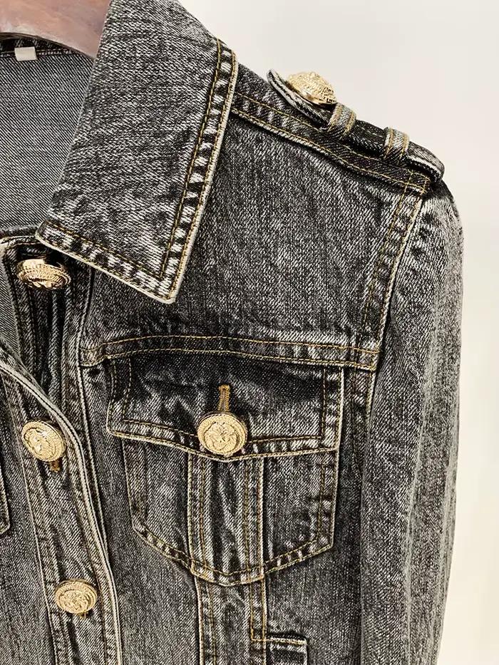 HIGH STREET Nouveauté 2026 Automne/Hiver Veste en jean pour femme de créateur, délavée à la pierre,