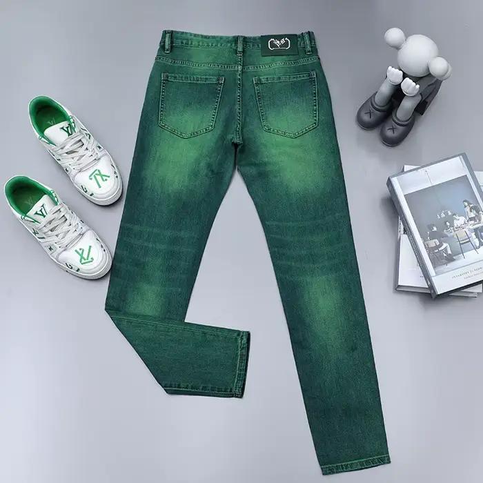 Jean vert émeraude pour homme, pantalon droit long, coupe couvertes, extensible, haut de gamme, abor