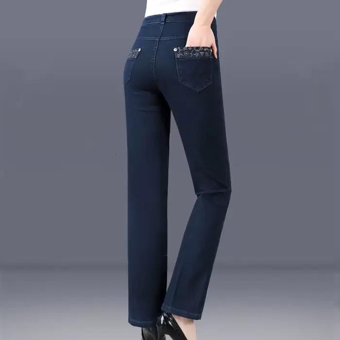 Jean mère surdimensionné 38 avec poches brodées, taille haute, ample, jambe droite, pantalon en Deni