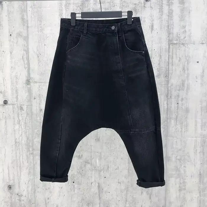 Jean sarouel bleu taille haute pour femmes, Chic, neuf Points, Hip Hop, pantalon croisé de rue, vête