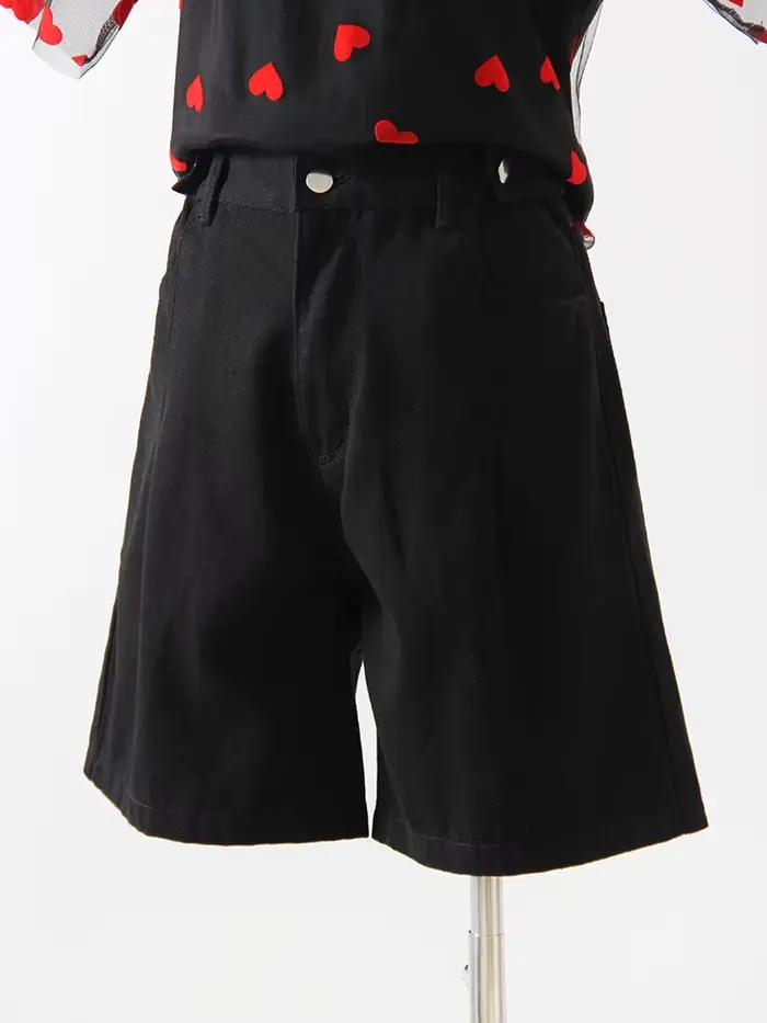 shorte en jeans femme été, Short d'été en denim pour femme, taille haute, noir, baggy, pantalon cour